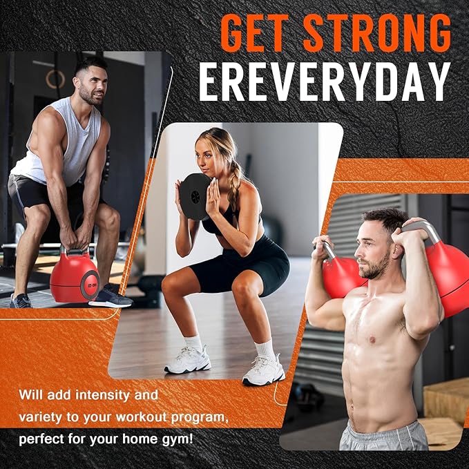 7-in-1 Adjustable Kettlebell, Quick-Adjust Kettlebell for Strength Training, 5-44 LBS Adjustable Weights for Home Gym