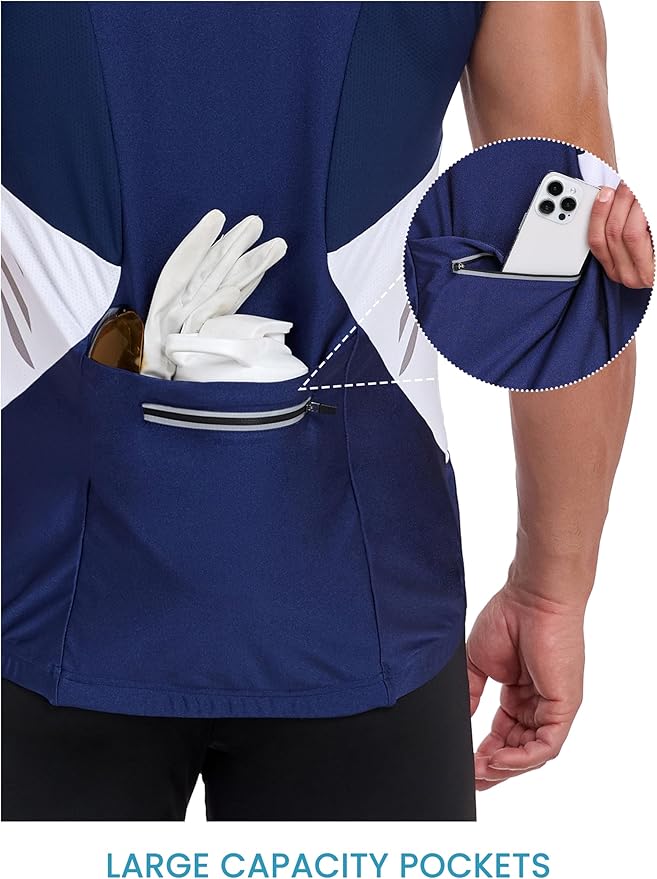 Little Donkey Andy Men's Half Zip Breathable Cycling Vests Reflective Sleeveless Jerseys Lightweight Bicycle Running