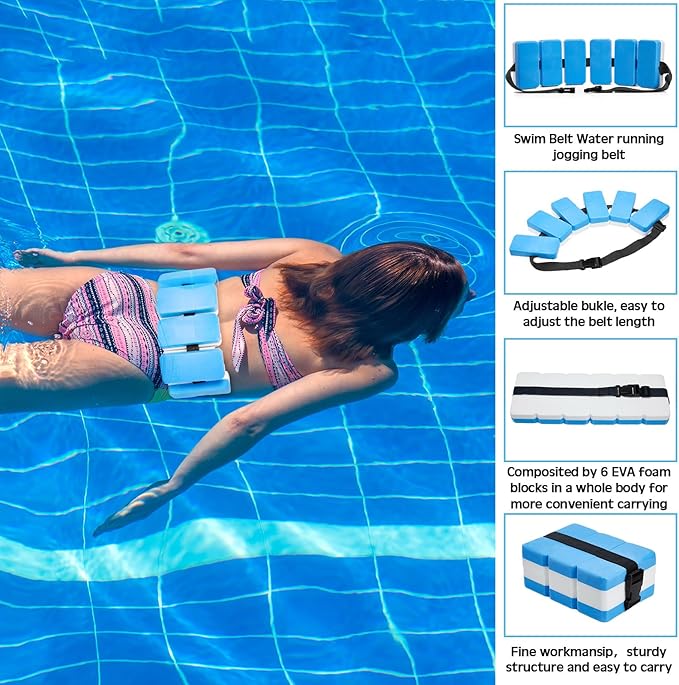5 Pcs Aquatic Exercise Set Including 2 Ankle Swimming Weights 2 Lightweight Aquatic Exercise Dumbbells and Swim Belt Pool Exercise Equipment for Aquatic Aerobics Exercise