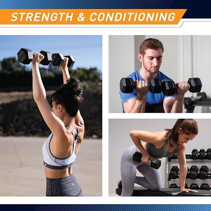 Marcy Rubber Hex Dumbbell - Available for 25lb - 50lb