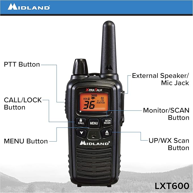 Midland LXT600VP3 36 Channel FRS Two-Way Radio - 30 Mile 12)