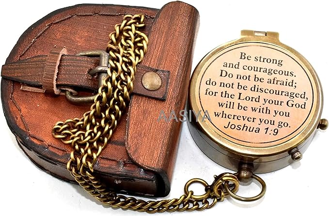 AASIYA Brass Nautical Pocket Compass with Chain and