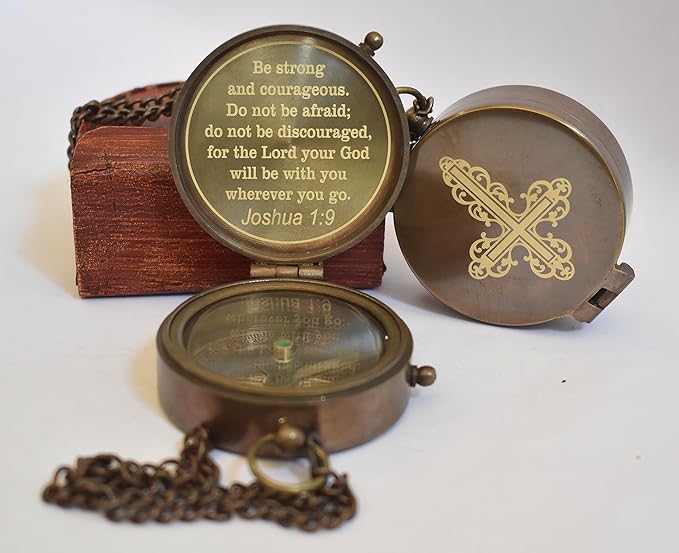 AASIYA Brass Nautical Portable Pocket Compass with Chain