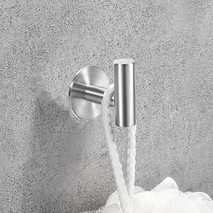 Adhesive Hooks Brushed Nickel SUS304 Stainless Steel Towel 2 Pack