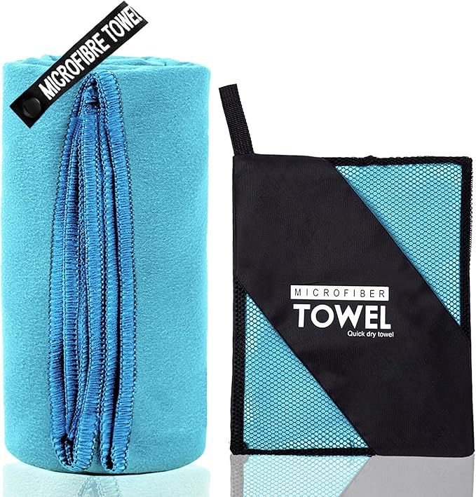 Microfiber Travel Towel (XS:12"×24" -MarineBlue)