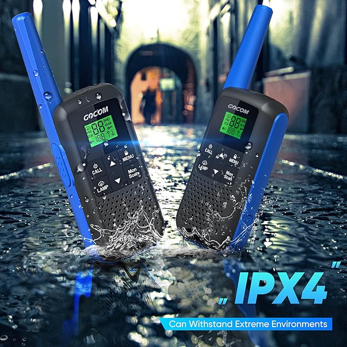 Adults Walkie Talkies Long Range - GOCOM G600 IPX4 Waterproof 22 Channel, (G600-4Pack)