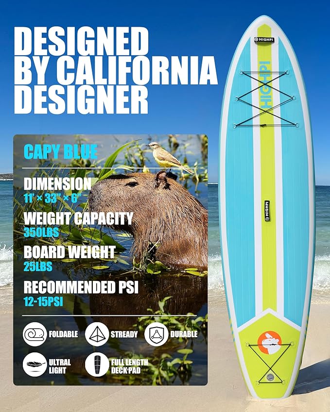 Highpi Inflatable Stand Up Paddle Board for Youth and Adults – Wide Sup with Premium Accessories, Blow Up Paddleboard for Surfing, Fishing, Yoga & More