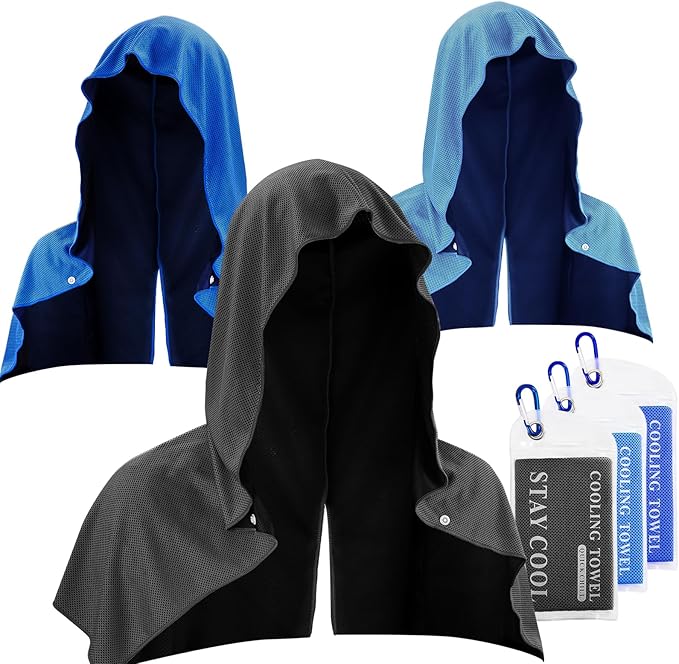 3 Pack Cooling Hoodie Towels for Neck and Face 50 Sun