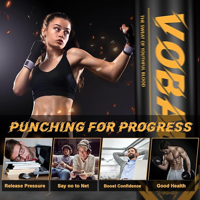 70" Freestanding Heavy Punching Bag with Stand for Adults Teens, Adjustable Standing Punch Bag for Men Women, Ideal for Boxing, MMA, Thai Fitness, and Home Training Workouts
