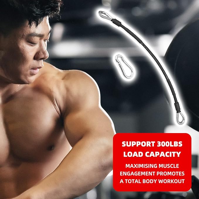 4 Pcs 10" Gym Cable Extension Compatible with Home Gym Accessories, Gym Extension Replacement Cables for LAT/Tricep Pull Down, Leg Extensions Machine