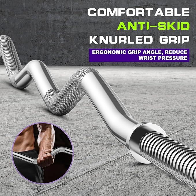 47" EZ Curl Bar Weight Lifting Bar 1-inch Curling -2 Star Collars(280lb Weight