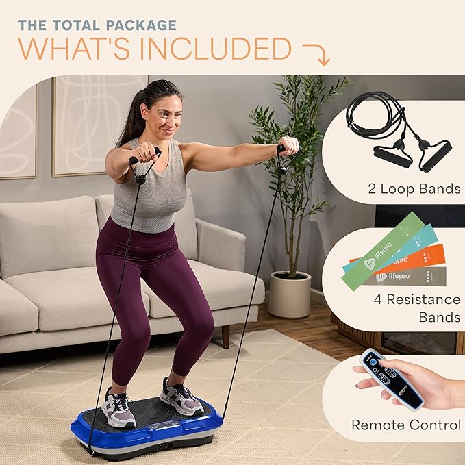 Lifepro Waver Vibration Plate Exercise Machine – High-Intensity Vibration for Muscle Activation, Full-Body Workout Vibrating Platform with Loop Bands, Fitness Equipment for Strength Toning & Fat Loss
