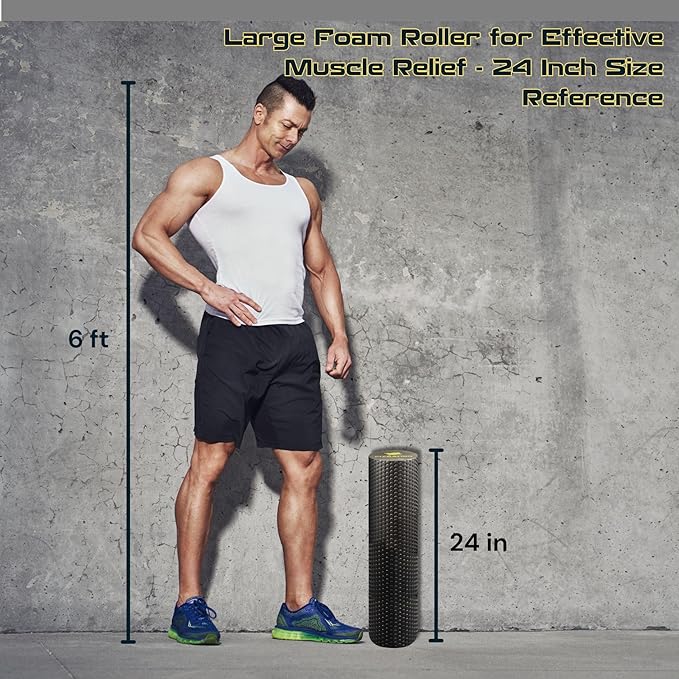 High-Density Foam Roller – Deep Tissue Muscle Massage 24" Textured (60 x 15 cm)