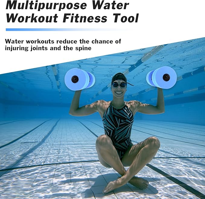 Hikeen Aquatic Exercise Dumbbells Water Dumbbell Pool Resistance Aquatic Fitness Barbells with 4 High-Density EVA Foam Pool Weights Dumbbells, for Water Aerobics Weight Loss