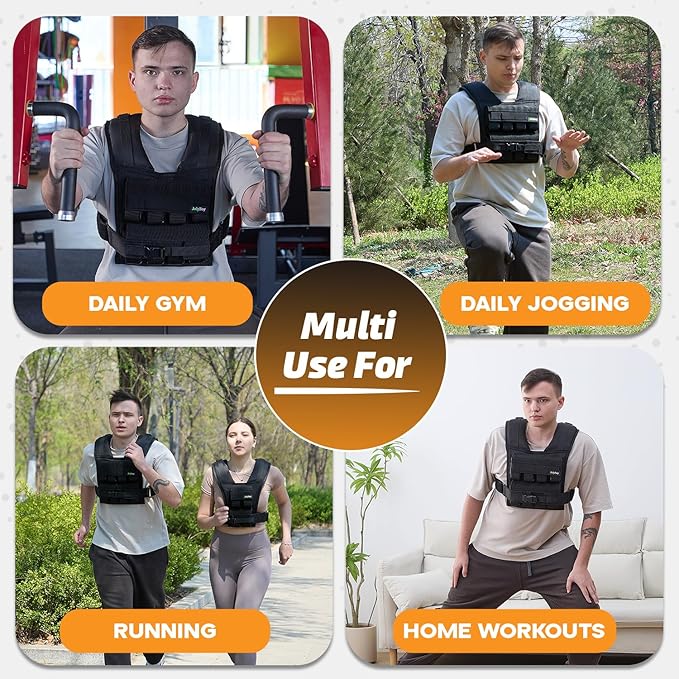 Adjustable Weighted Vest for Men ā 20 LBS | 35 LBS Compact Fitness Vest with Durable Oxford Cloth, Ideal for Running, Cardio, CrossFit, Gym, Core Balance, Posture Support, and Strength Training
