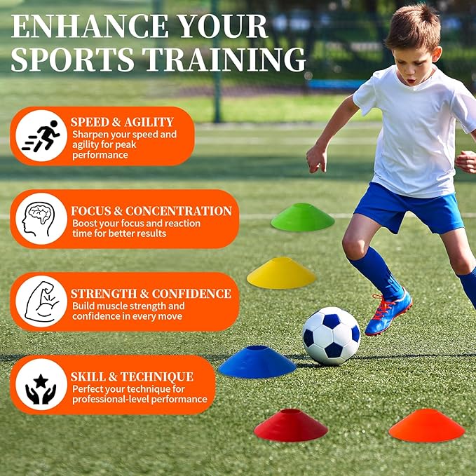 60 Pcs Agility Soccer Cones Set - Sports