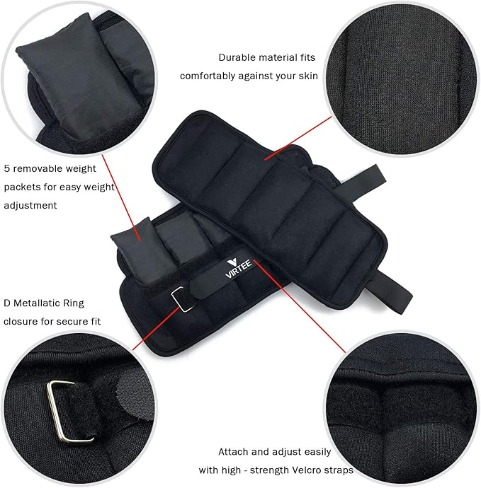 Adjustable Ankle Weights for Women Men Kids 1-5/11 lbs(1 lbs(1 Pair)