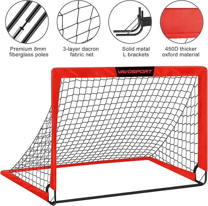 Kids Soccer Goals for Backyard Set - 2 4' x 3' Portable