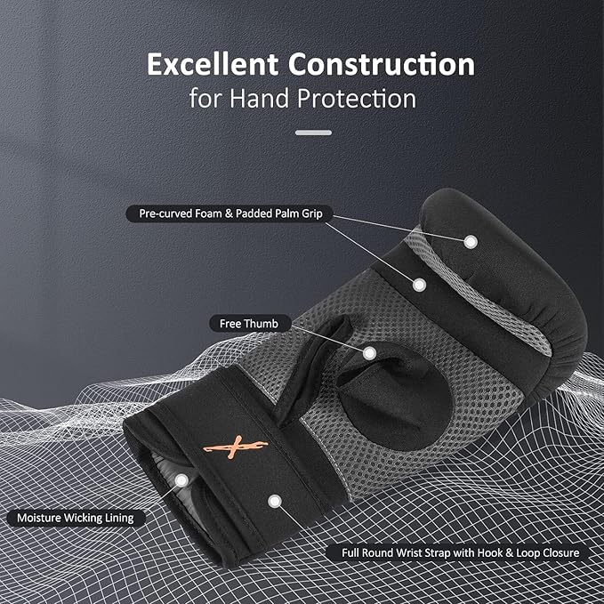 MaxxMMA Neoprene Washable Heavy Bag Gloves - Boxing Punching Training
