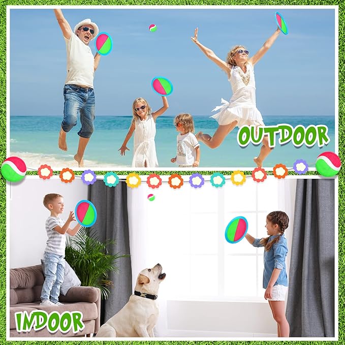 Libima Kids Toys Toss and Catch Game Set 40 Paddles 20 Balls