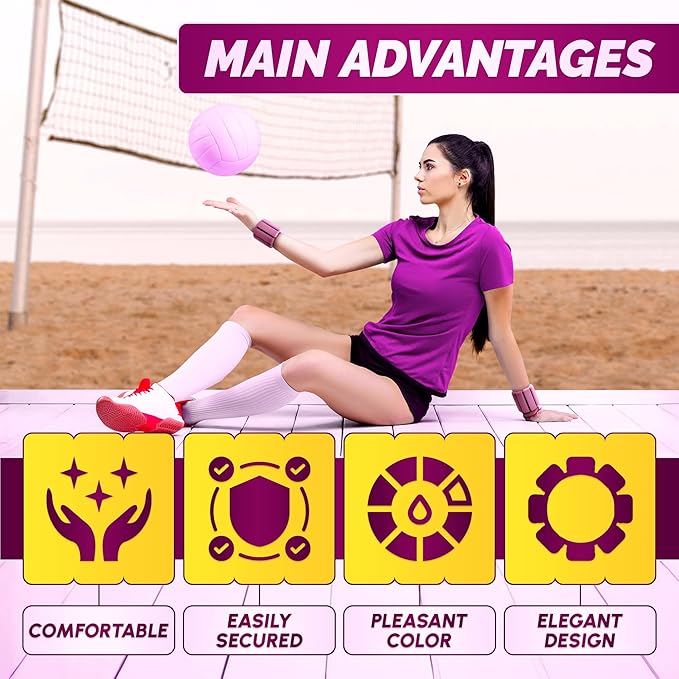 2Ct Ankle Weights for Women - Waterproof Ankle 2 Lbs