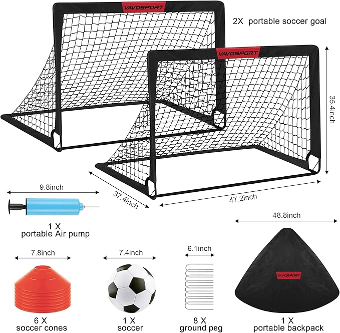 Kids Soccer Goals for Backyard Set - 2 4' x 3' Portable