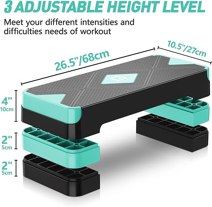 Aerobic Exercise Step 26.5" Step 4†6†6†8†8†Adjustable
