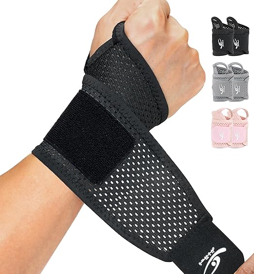 HiRui 2-Pack Ultra-Thin Mesh Wrist Wraps - Breathable, Adjustable Wrist Support for Workouts & Daily Use - Unisex Wrist Brace for Pain Relief, Tendonitis, Carpal Tunnel - One Size Fits All (Black)