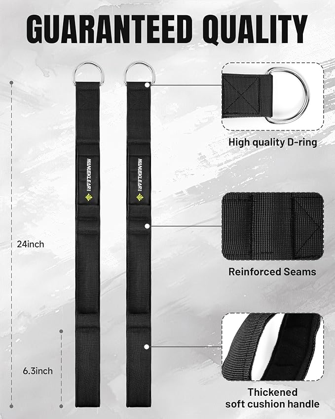 MANUEKLEAR Tricep Rope Cable Attachment Handles, Greater Range of Motion, Tricep Pull Down Rope for Push Downs, Crunches, Facepulls for Professional Gym