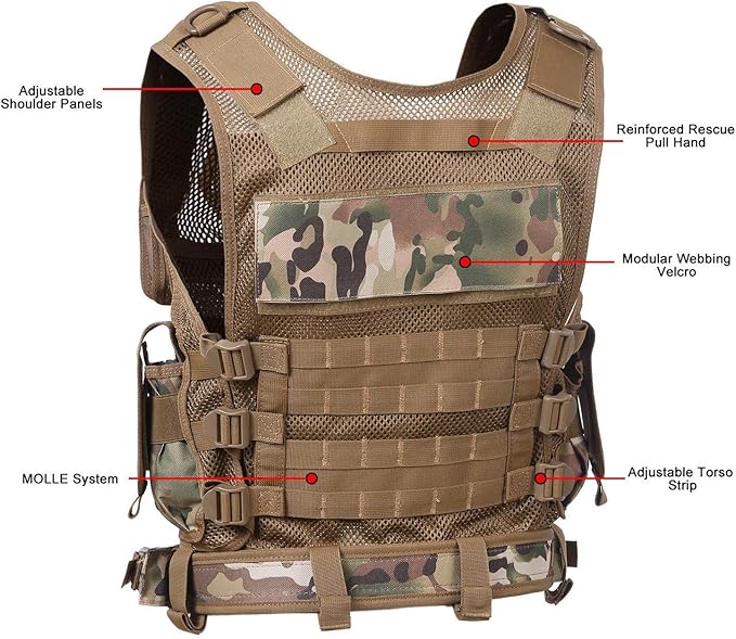 600D Tactical Airsoft Protective Vest for CS, Paintball Shooting