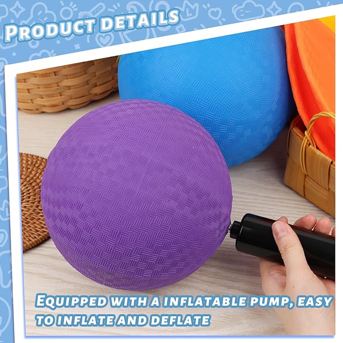 LovesTown 6PCS Playground Balls with Air Pump 8.5inch Inflatable