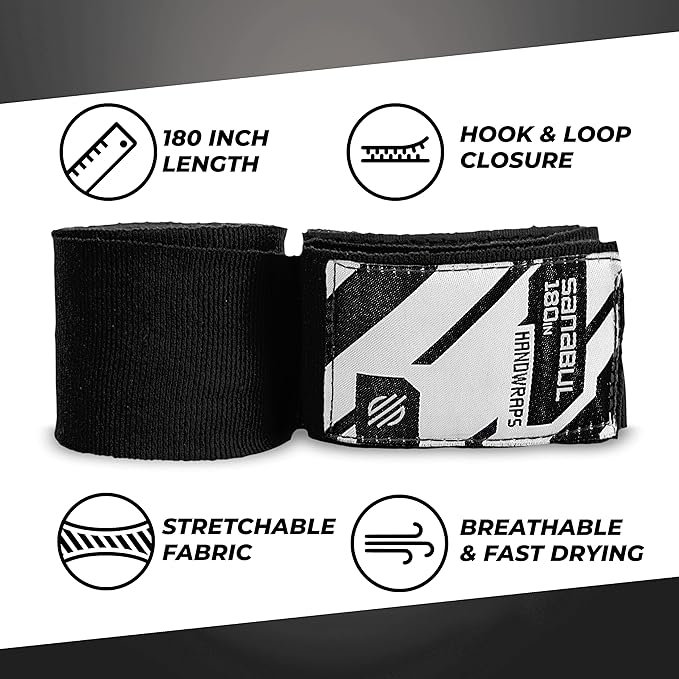 Sanabul Elastic 180 inch Boxing Hand Wraps for Boxing Gloves Muay Thai Kickboxing MMA Wraps for Men & Women