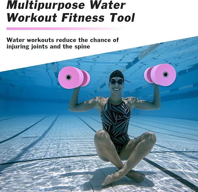 Hikeen Aquatic Exercise Dumbbells Water Dumbbell Pool Resistance Aquatic Fitness Barbells with 4 High-Density EVA Foam Pool Weights Dumbbells, for Water Aerobics Weight Loss