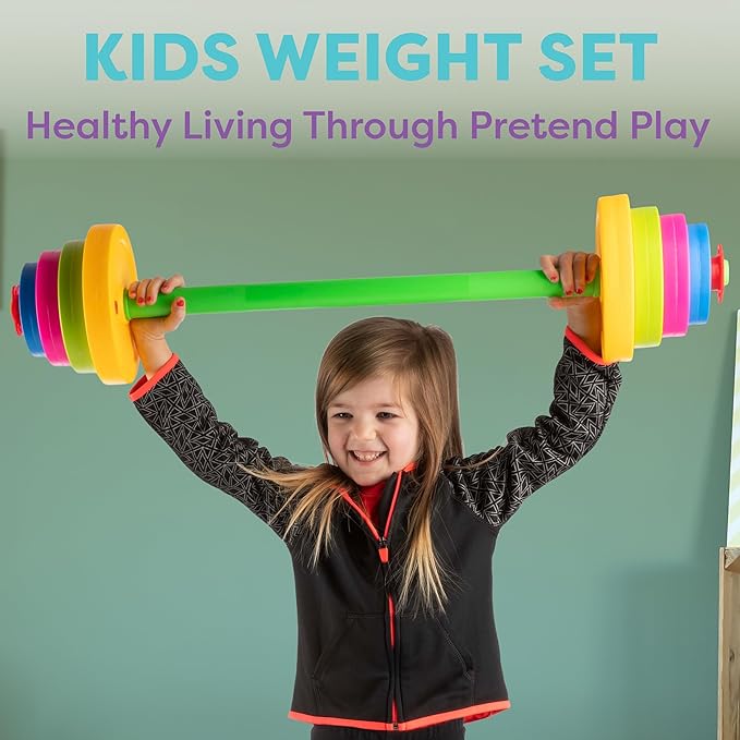 Hey! Play! Kids Weight Set - Barbell 8 Adjustable 3 and