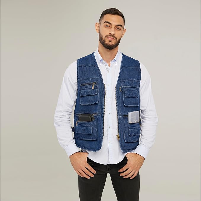 Men's Utility Work Hunting Travel Fishing Multi-Pockets Outdoor Vests