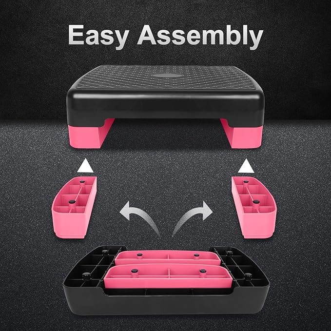 Height-Adjustable 4"-6" Step Aerobics Platform Fitness Equipment Stepper 2 Riser