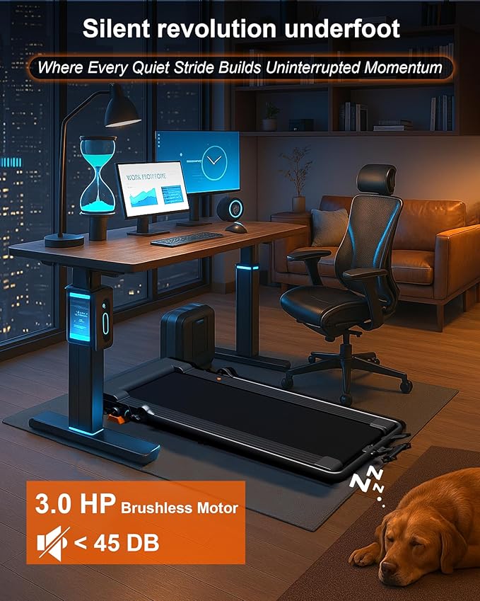 Lichico Walking Pad Under Desk Treadmill,Portable Small Treadmills for Home and Office,Super Quiet Brushless Motorized Walking Jogging Running Machine with Remote Control