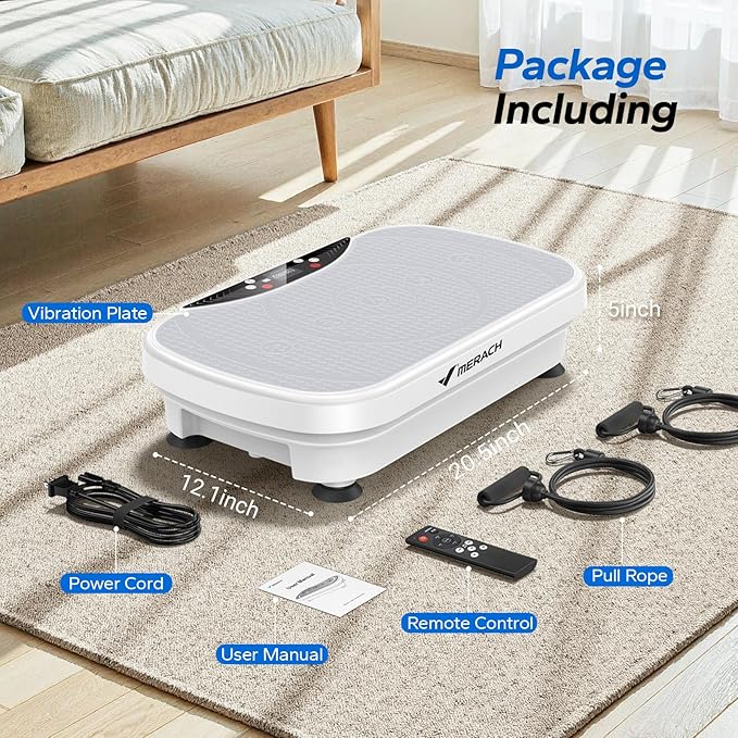 MERACH Vibration Plate Exercise Machine, Vibration Plate with Bluetooth and LED Display, Vibrating Plate Exercise Machine for Women Men, Workout Equipment for Home
