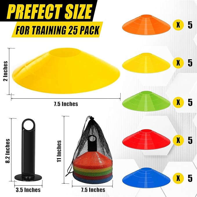 25/50 Pack Disc Cones for Sports 5 Color