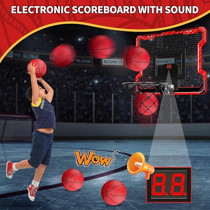 Mini Basketball Hoop Indoor with Scoreboard 3 Balls