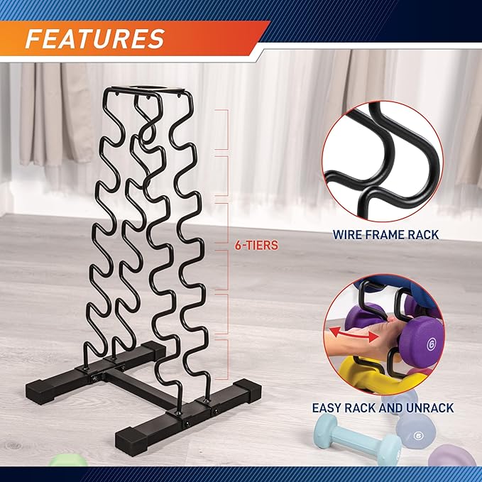 Marcy Strength Training Dumbbell Rack, Wire Frame Minimalist Dumbbell Storage