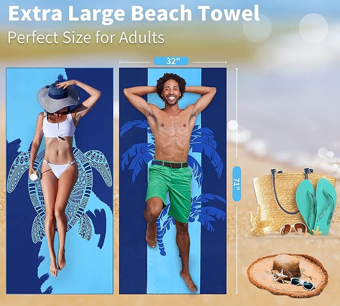 4 Pack Lightweight Thin Beach Towel Oversized 71"x32"