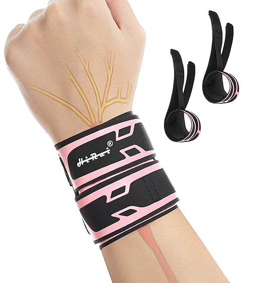 HiRui Wrist Brace Wrist Wrap for TFCC Tears, Ultra-thin Compression Wrist Strap Wrist Support for Workout Basketball Tennis Weightlifting Tendonitis Carpal Tunnel Syndrome-Adjustable (Pink, 2 Pack)