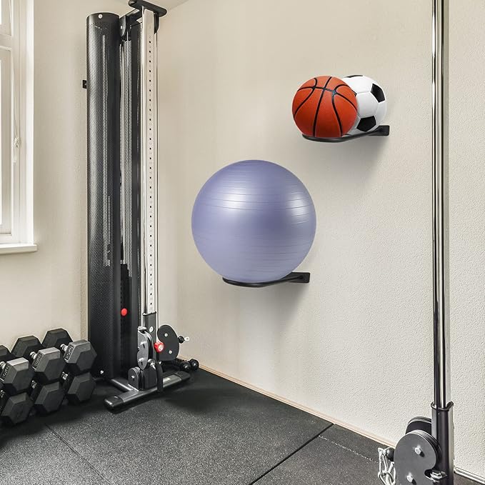 Medicine Ball RackWall Mounted Large Stability Ball Storage Organizer(1 Black)