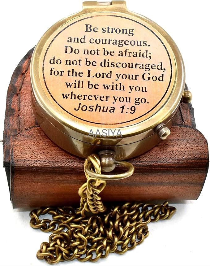 AASIYA Brass Nautical Pocket Compass with Chain and