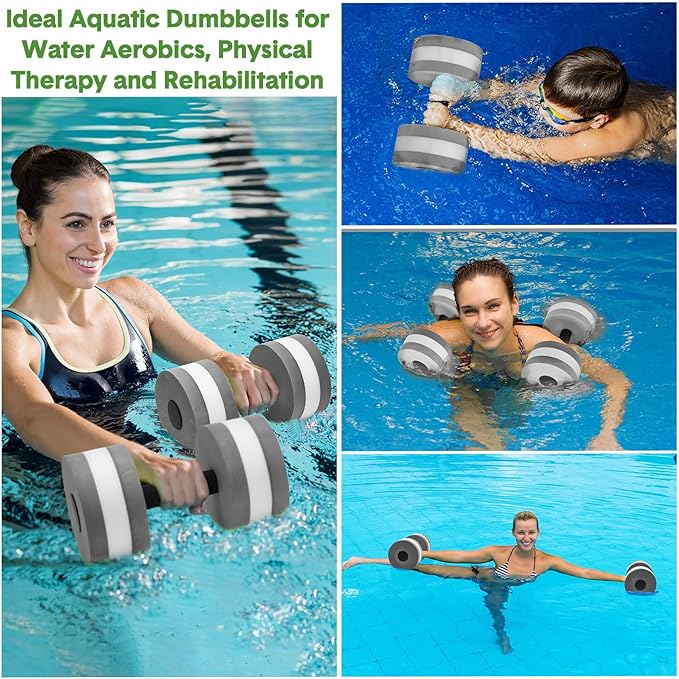5 Pcs Aquatic Exercise Set Including 2 Ankle Swimming Weights 2 Lightweight Aquatic Exercise Dumbbells and Swim Belt Pool Exercise Equipment for Aquatic Aerobics Exercise