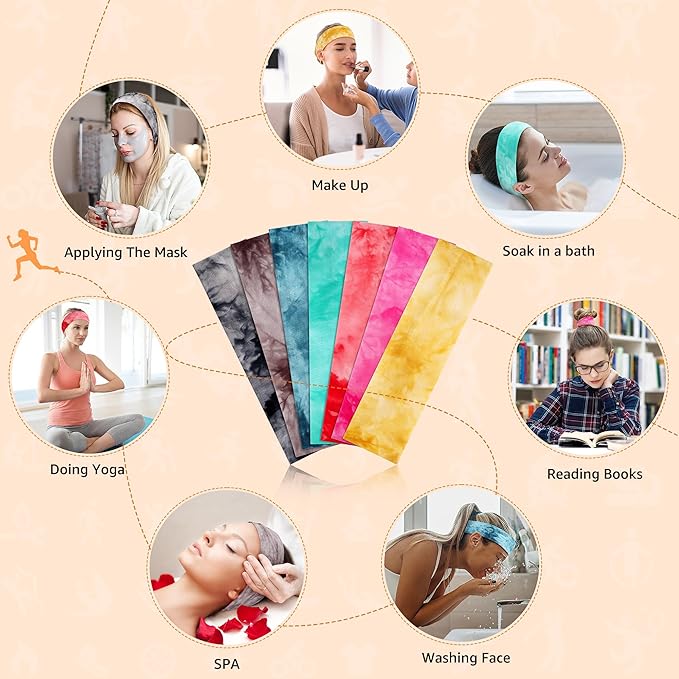 Headbands for Women Non Slip - 7PCS Fashion Sports Hair Bands for Women's Hair, Soft Cotton Cloth Stretchy Headbands for Women for Workout Yoga Running