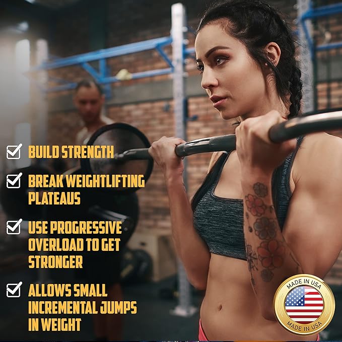 Micro Gainz Standard 1-Inch Center Hole Yellow .50LB Fractional Weight Plates 8 Piece Set- Designed for Standard 1-Inch Barbells and Dumbbells, Made in USA