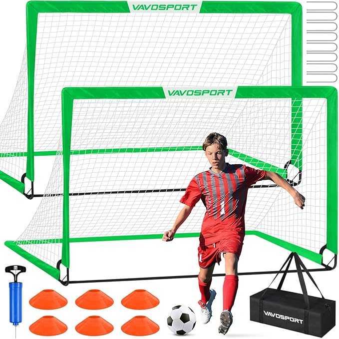 Kids Soccer Goals for Backyard Set - 2 6x4 ft