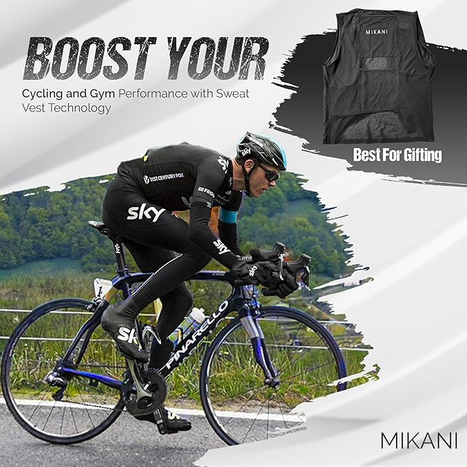 Men's Black Mesh Cooling Cycling Vest - 2 Reusable Ice Packs,4 Pockets–Lightweight,Breathable for Cycling, Running,Outdoors
